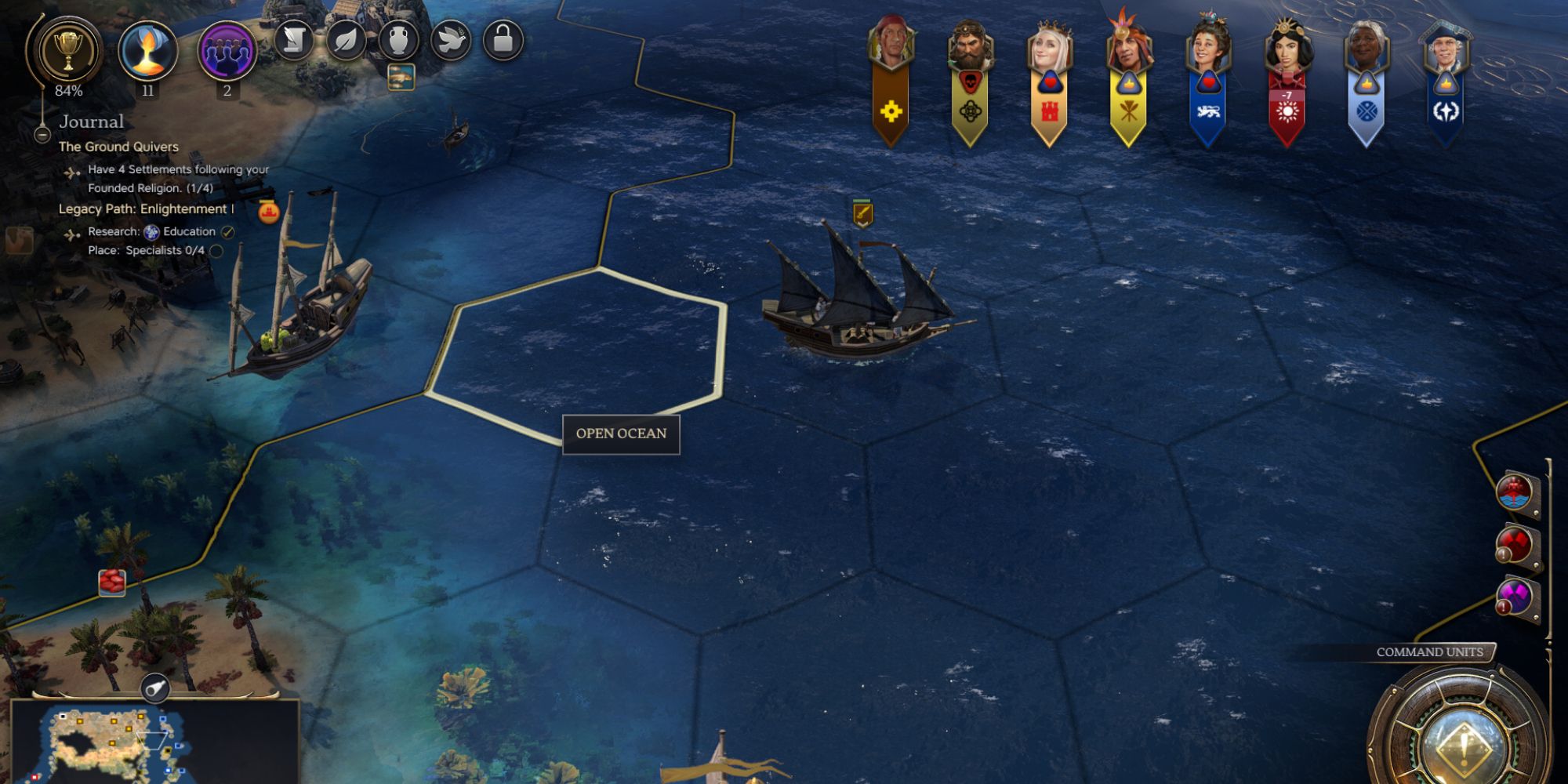 A ship exploring in Civ 7