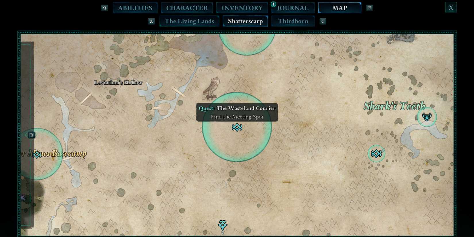 Marker for the Wasteland Courier quest in Avowed