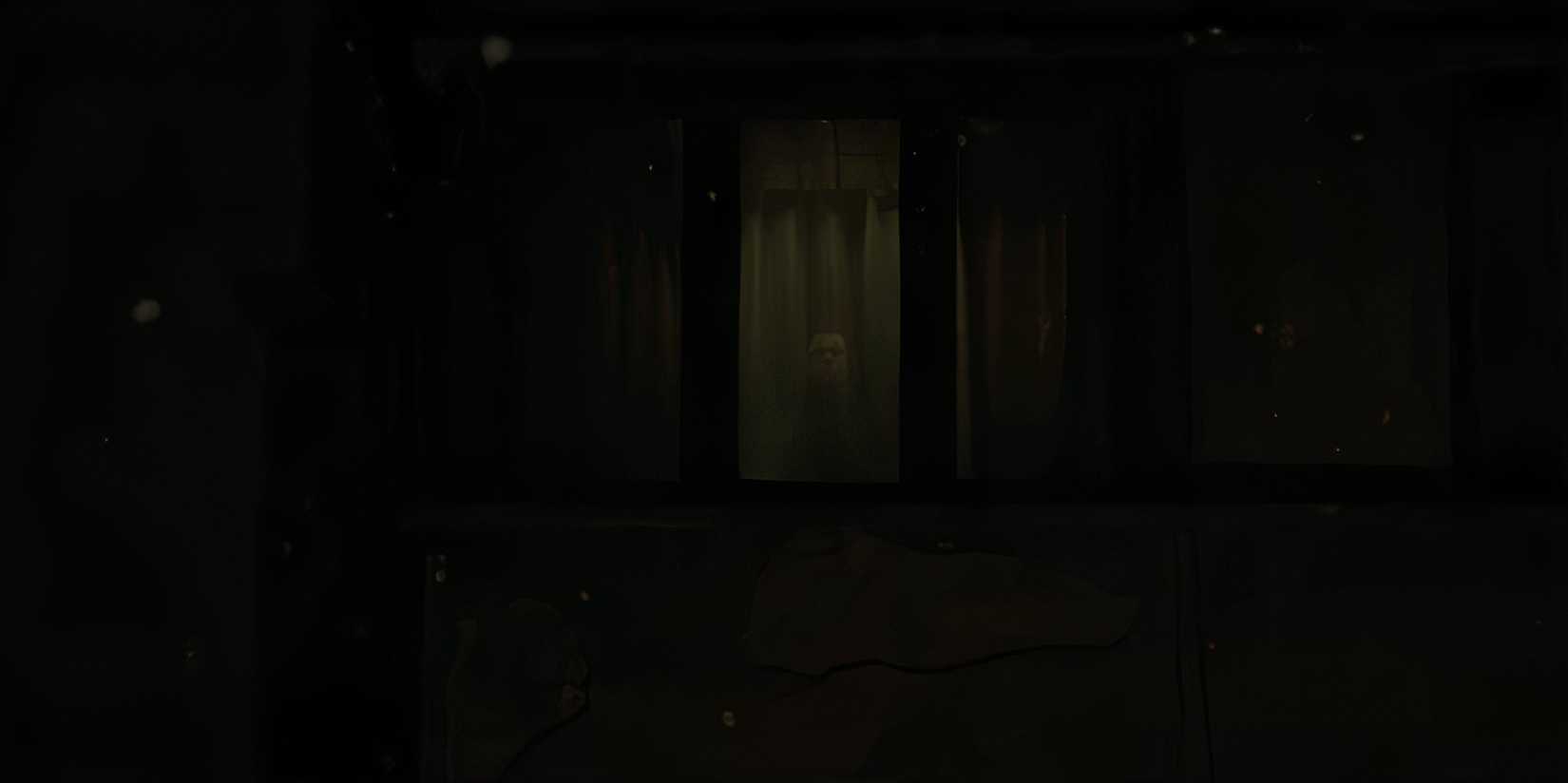 Outline of the watcher in a dark window