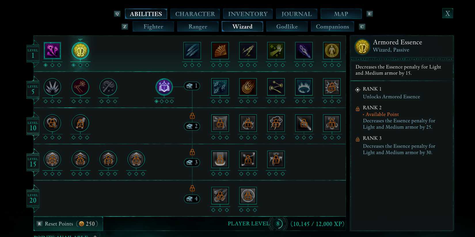 Wizard Ability Chart in Avowed