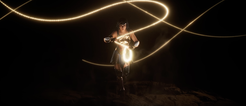 Monolith 's wonder woman holding lasso of truth