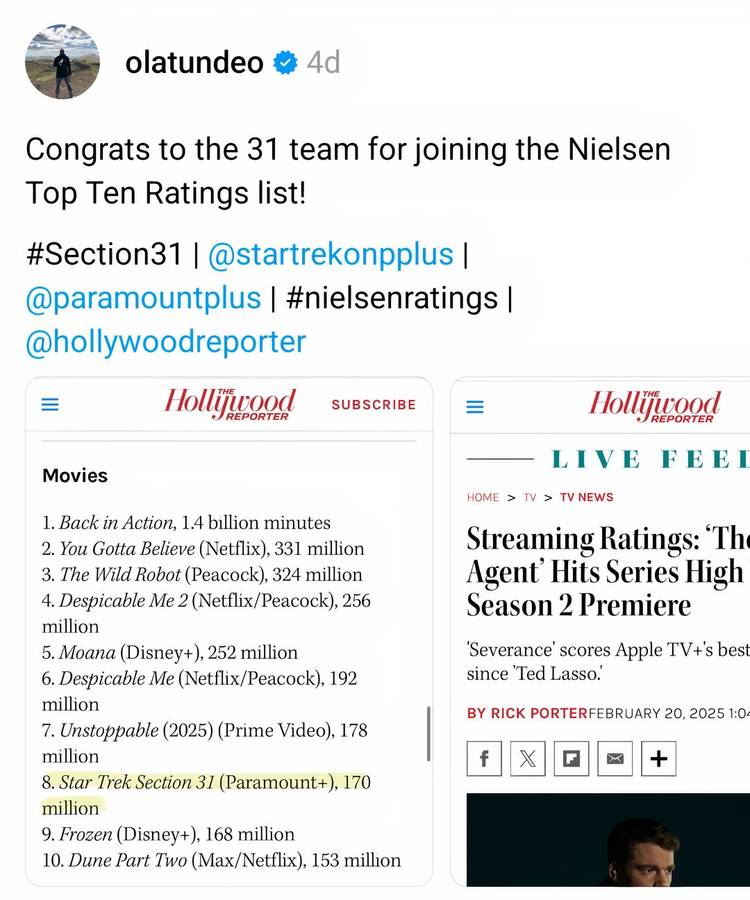 Screen shot of Olatunde Osunsanmi's Threads post about Section 31