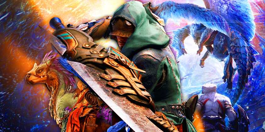 Seikret and Hunter in front of an Iceborne keyart.