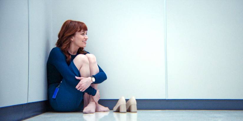 Helly (Britt Lower) thoughtful about what happened between Helena and Mark in Severance Season 2 Ep 6