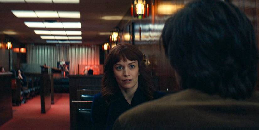 Helena Eagan (Britt Lower) casually runs into Mark's outie at a restaurant in Severance Season 2 Ep 6