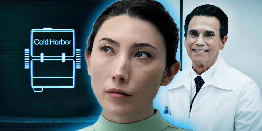 Dichen Lachman as Gemma and Robby Benson as the severed floor's doctor in Severance season 2