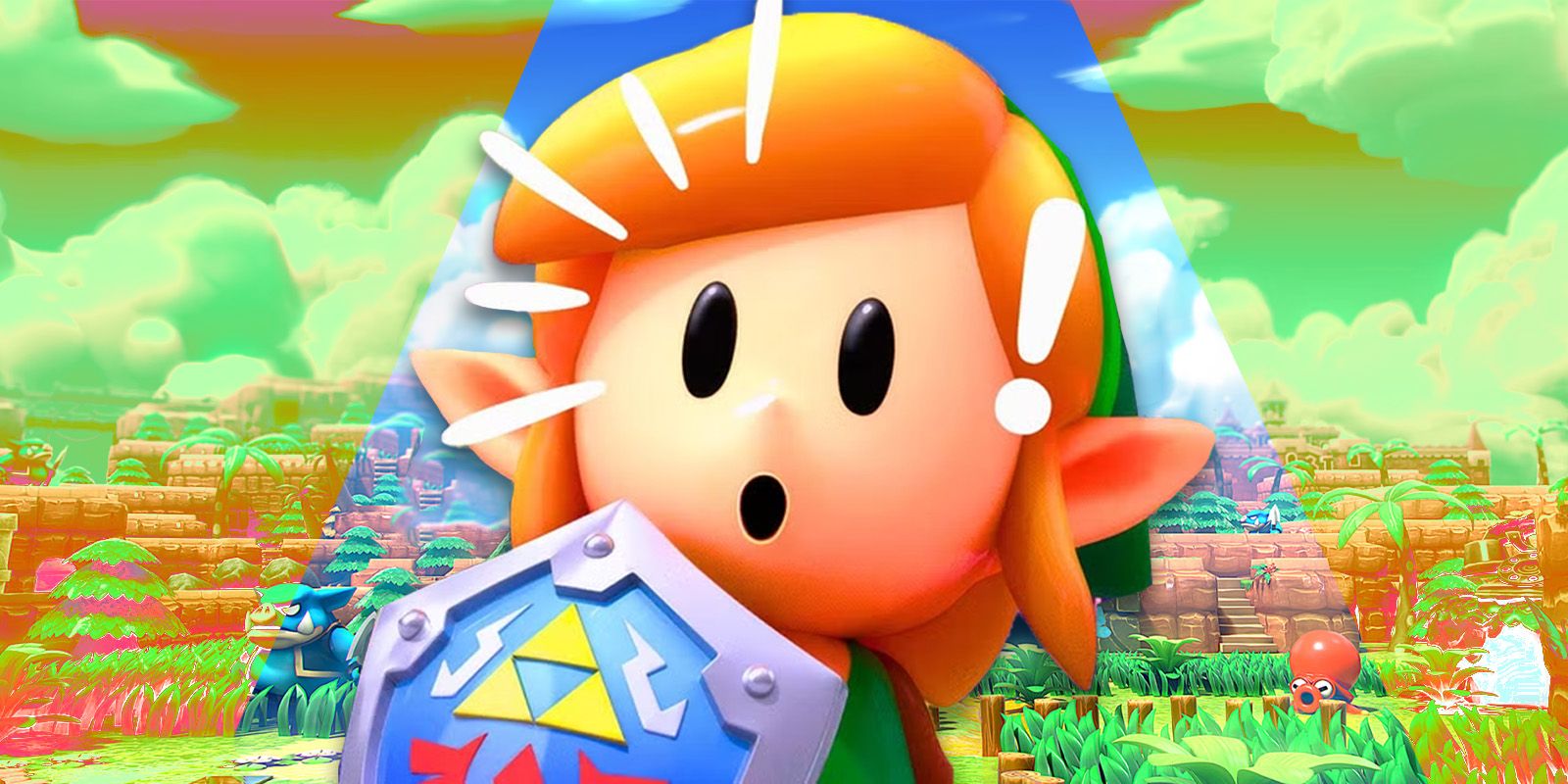 Link from Link's Awakening with a shocked expression on his face.