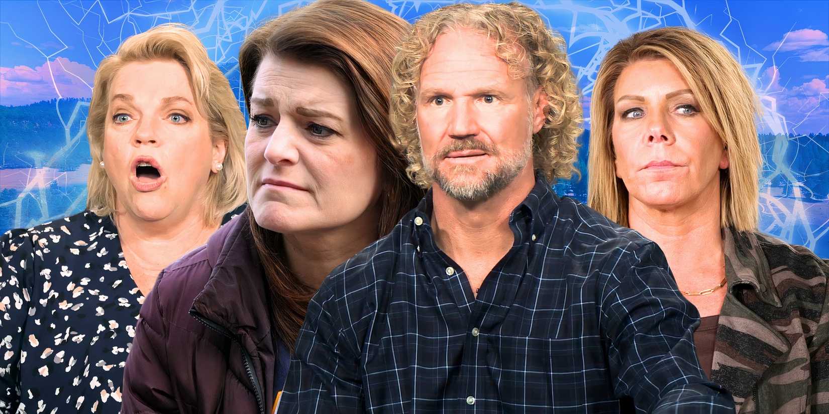 Sister Wives Kody Meri Janelle looking annoyed Robyn Brown looking away 