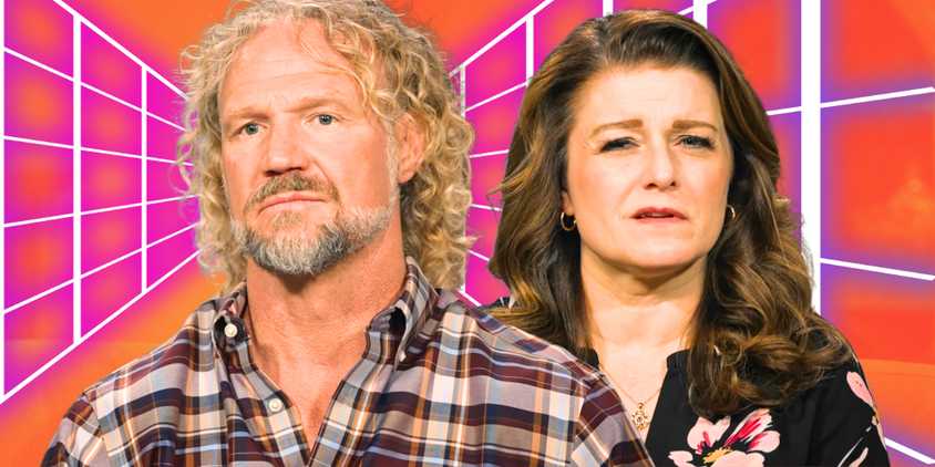 Sister Wives Kody & Robyn Brown in side by side images with emotional expressions