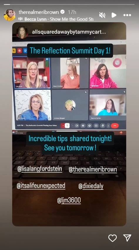 Sister Wives star Meri Brown's Instagram Story about Reflection Summit Day 1