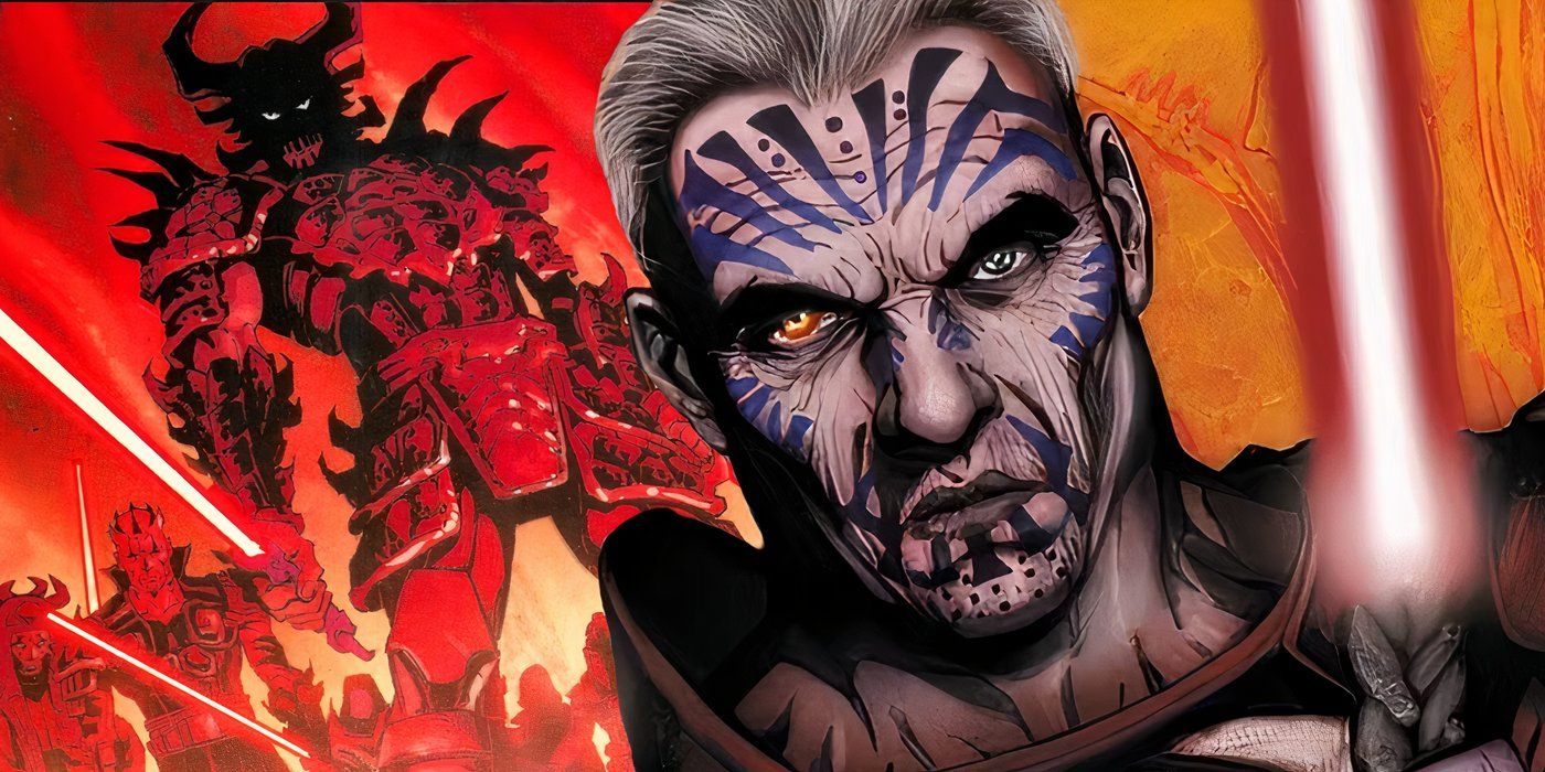 Star Wars' Darth Krayt with the army of his One Sith behind him.