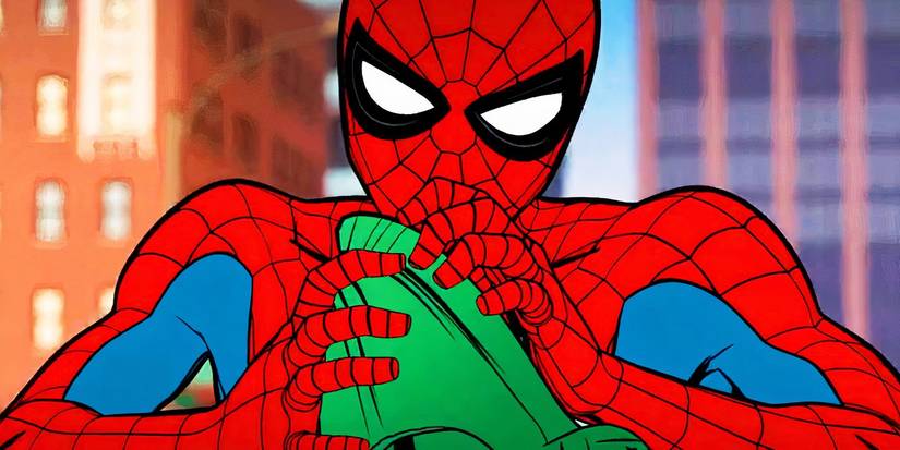 Spider-Man stopping the Scorpion in Your Friendly Neighborhood Spider-Man episode 9