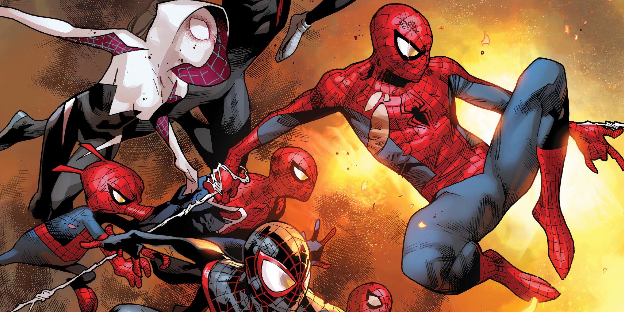 Spider-Man Swinging with Variants Marvel