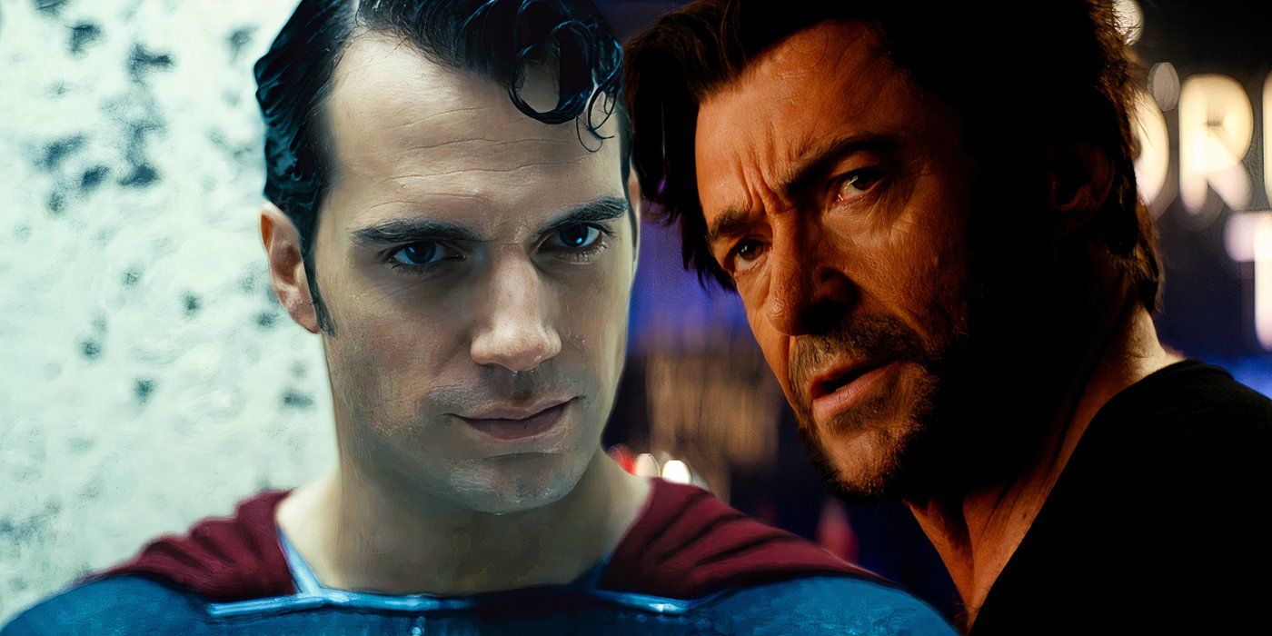 Split image of Henry Cavill as Superman and Hugh Jackman as Wolverine