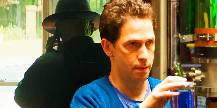 Split image of samuel sterns with his back turned in captain america brave new world and gesturing at something in the incredible hulk