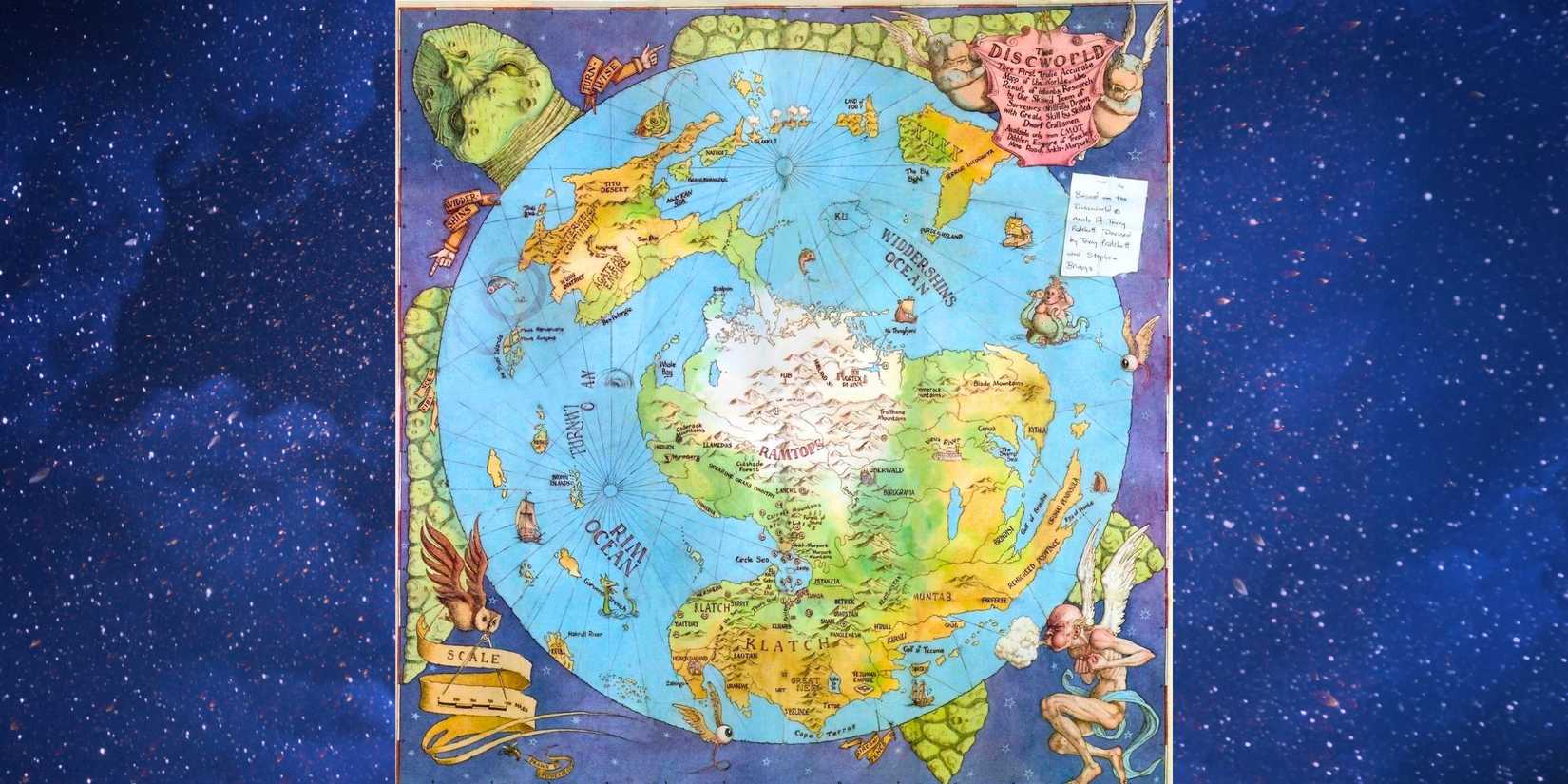 A detailed map of Terry Pratchett's Discworld