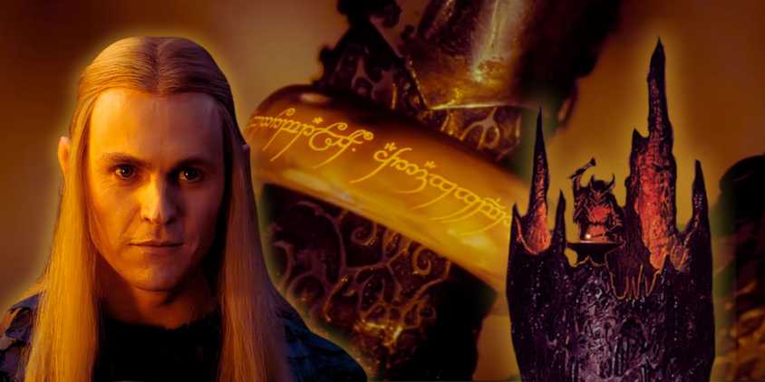 Sauron as Annatar and Sauron from the Silmarillion illustration over the One Ring on Sauron's finger