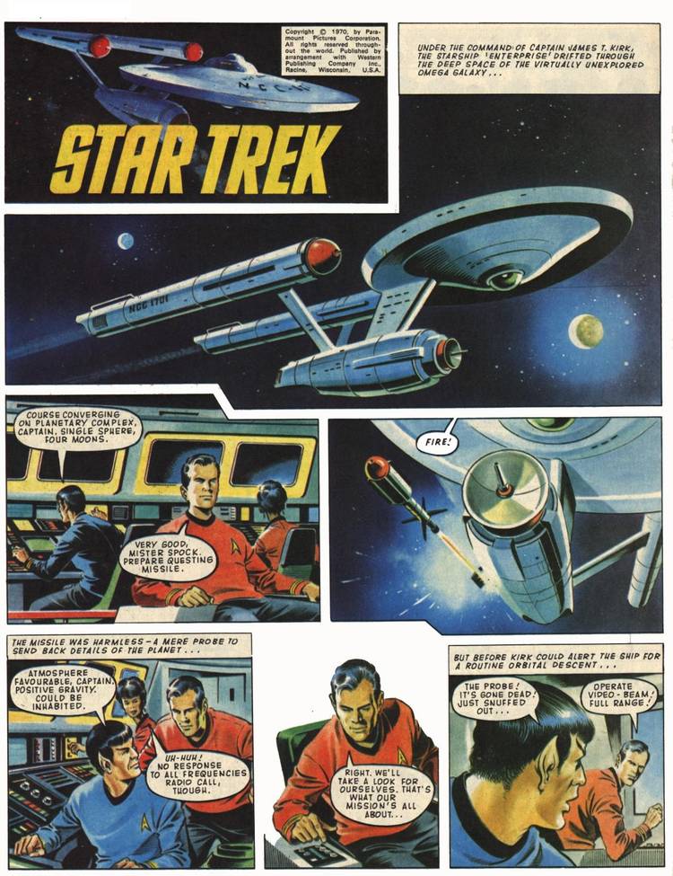 Star Trek British comic strip, the Enterprise shoots actual physical torpedoes