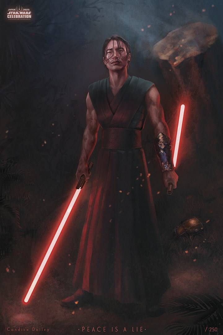 "Peace is a Lie" artwork by Candice Dailey for Star Wars Celebration 2025, featuring Manny Jacinto's The Stranger in The Acolyte episode 5, "Night."