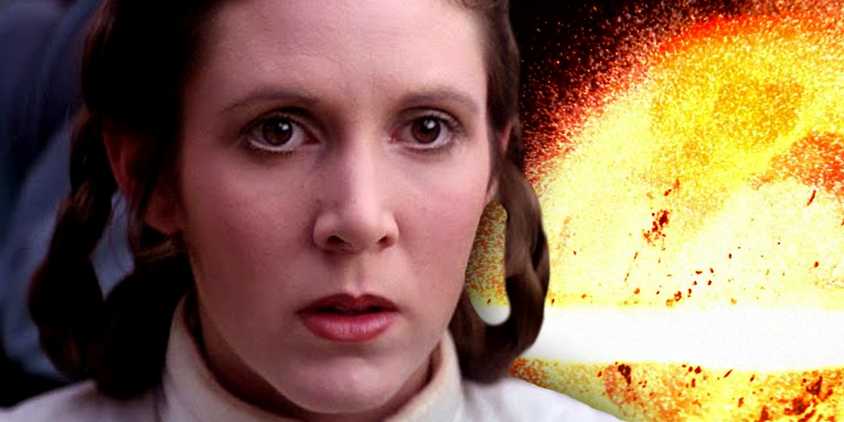 star wars' princess leia witnesses the destruction of alderaan