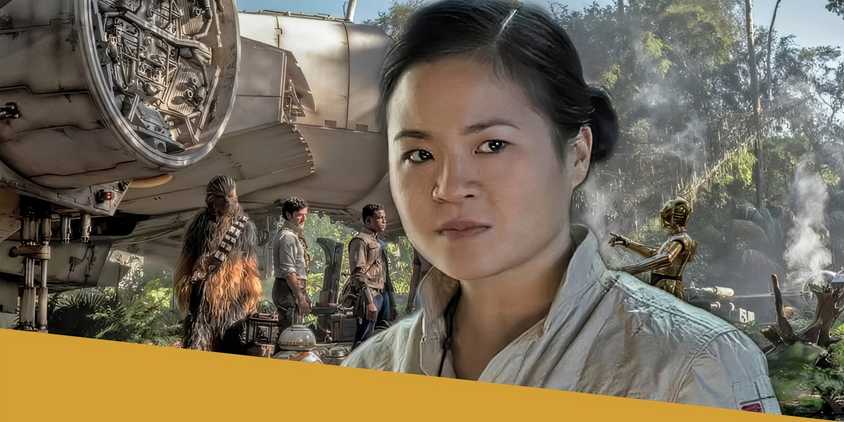 Star Wars' Rose Tico with the other members of the Resistance behind her.