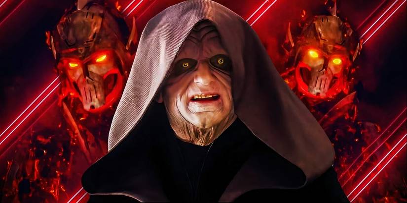 Star Wars' Emperor Palpatine with the ghosts of ancient Sith Lords behind him.