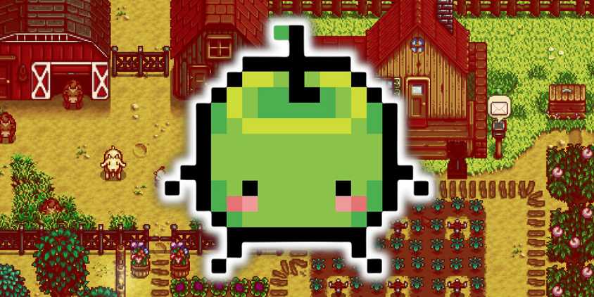 Stardew Valley Jumino in front of a reddened farm.