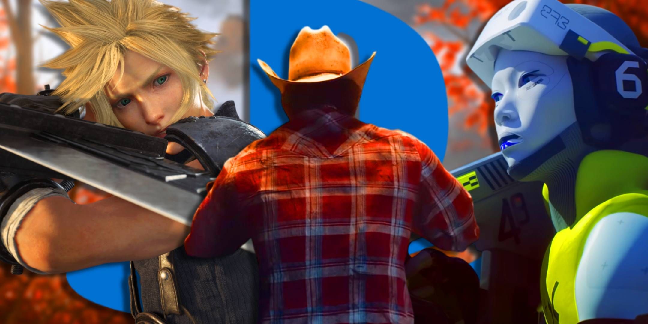 Cloud from Final Fantasy 7 Rebirth next to Wolverine from Marvel&rsquo;s Wolverine and a character from Marathon.