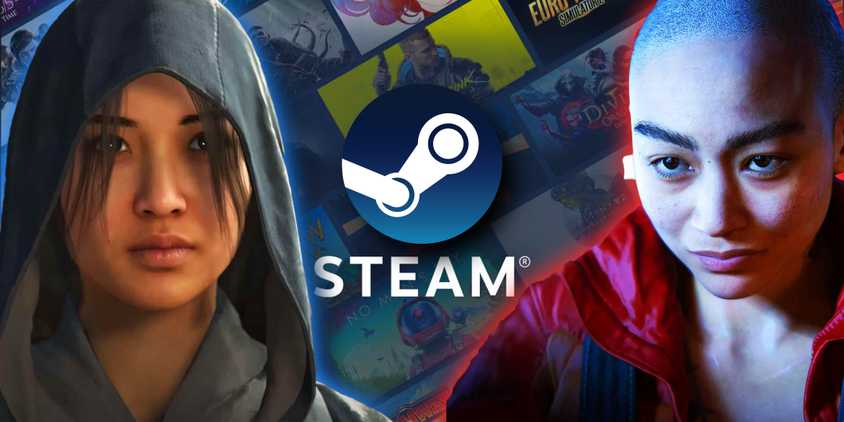 Jordon from Heretic Prophet and the shinobi from AC Shadows next to a steam logo