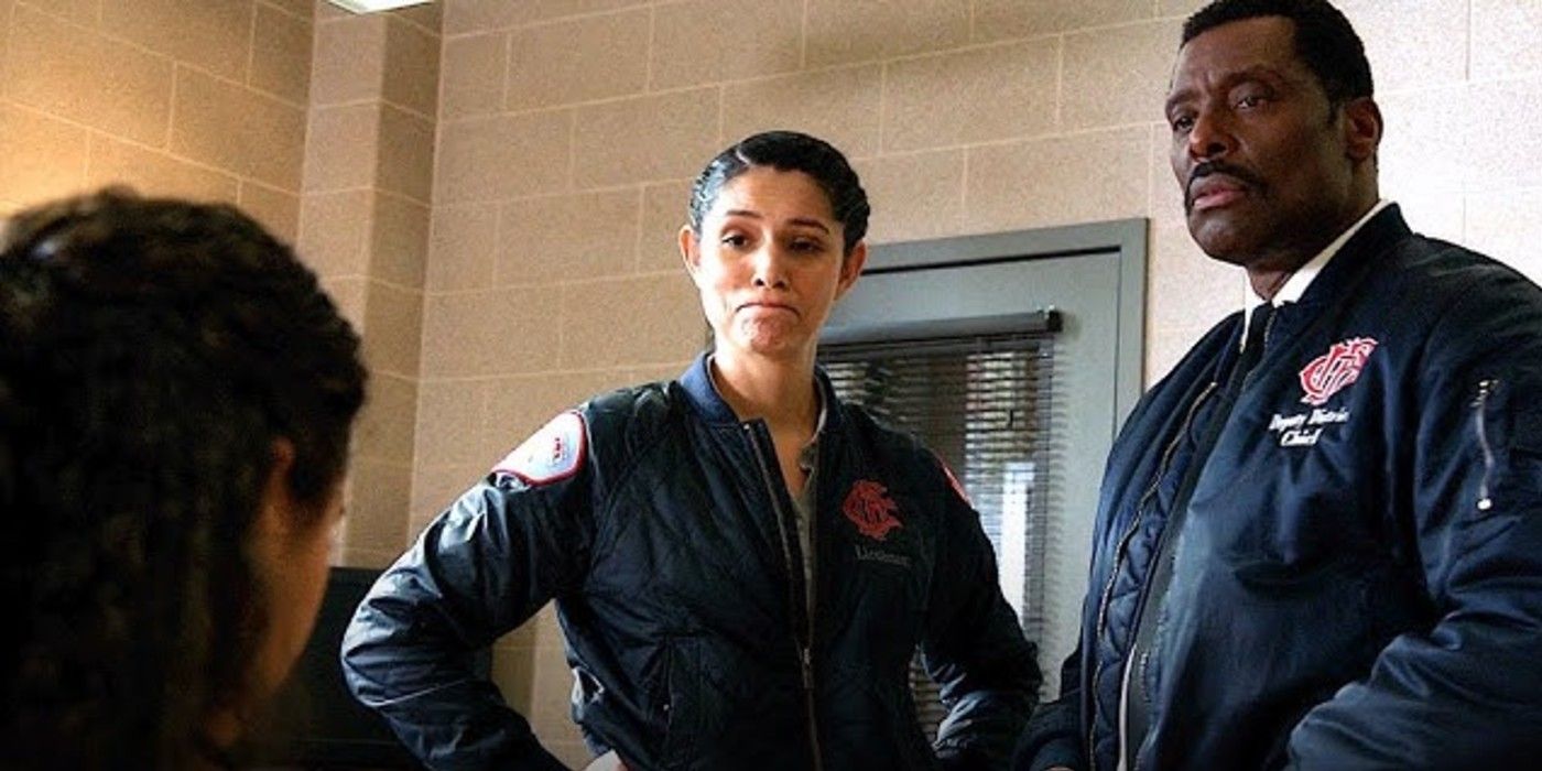 Stella Kidd and Chief Boden talk to Kylie Estevez in Chicago Fire