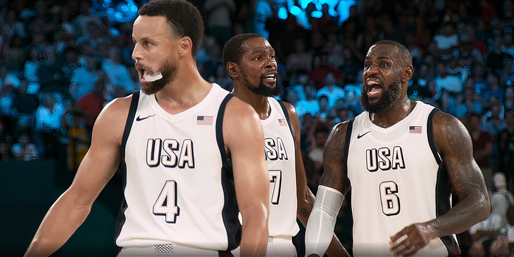 Steph Curry, Kevin Durant, Lebron James in Court of Gold