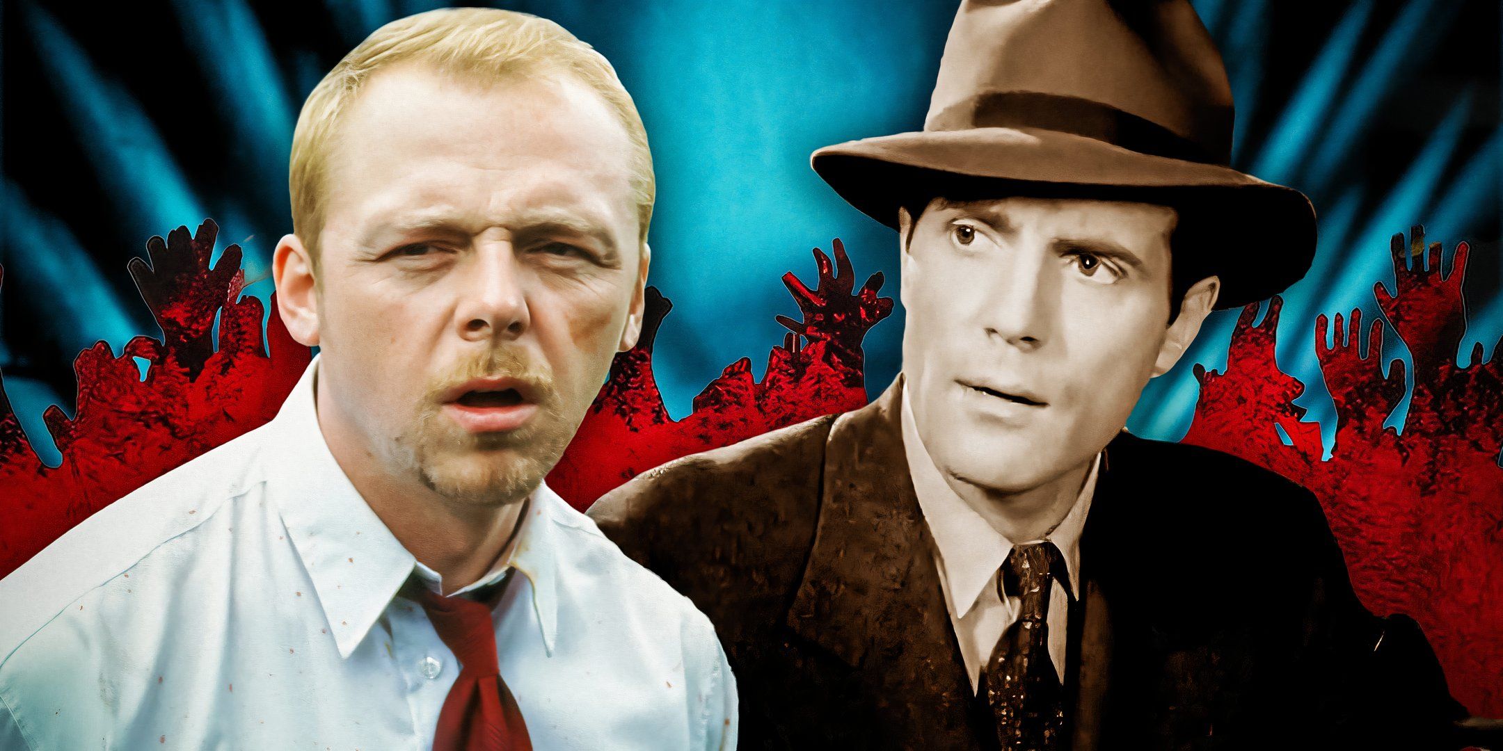 Characters from Stranger On the Third Floor and Shaun of the Dead are edited next to one another in a collage.