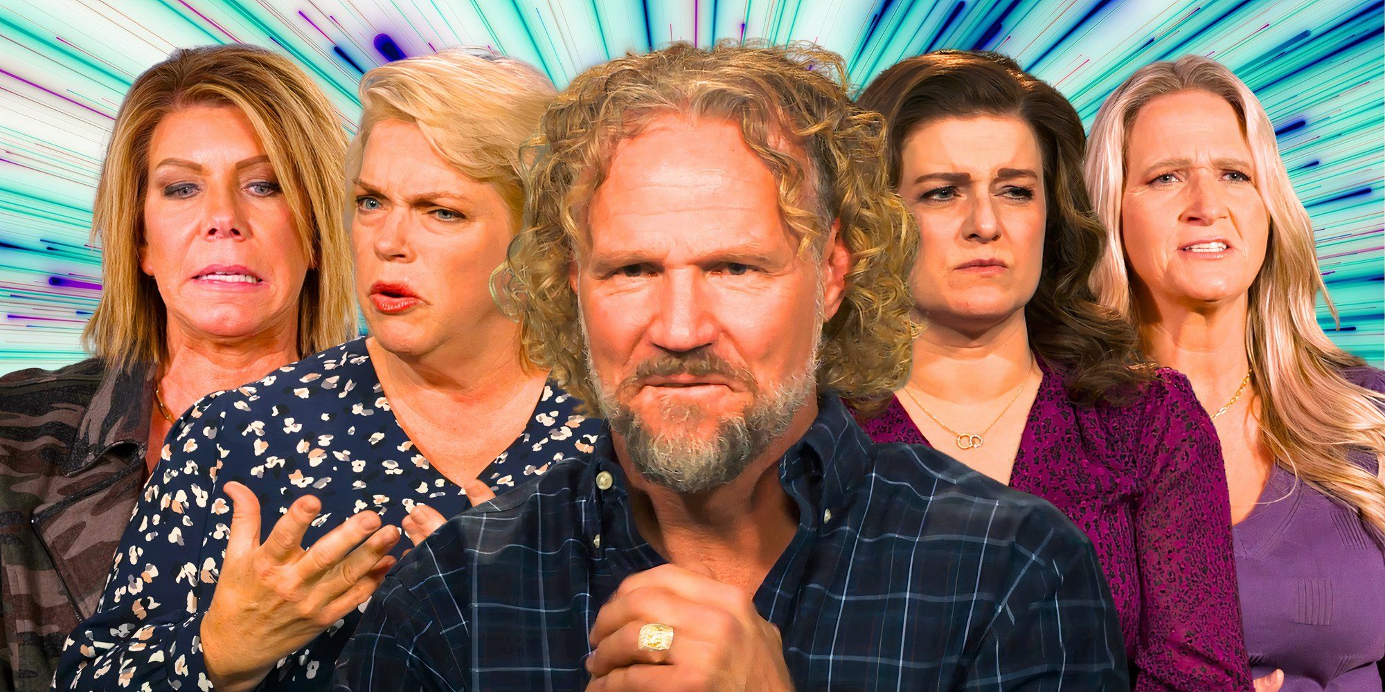  image of sister wives cast with kody front and center