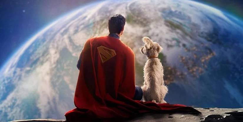 Superman next to his dog Krypton in the Superman movie