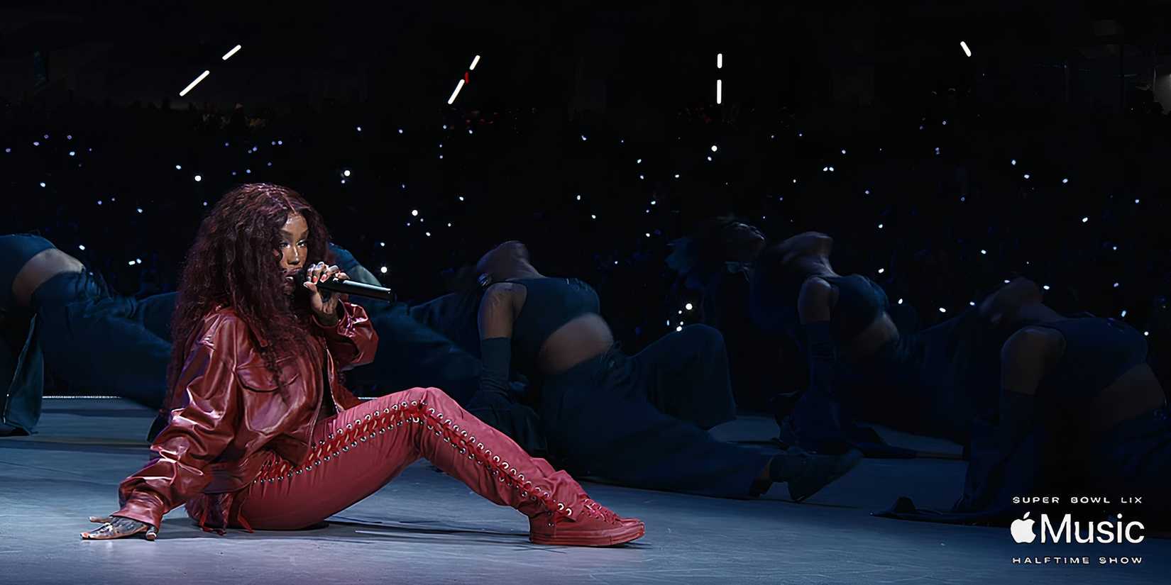 SZA performing Luther at Super Bowl