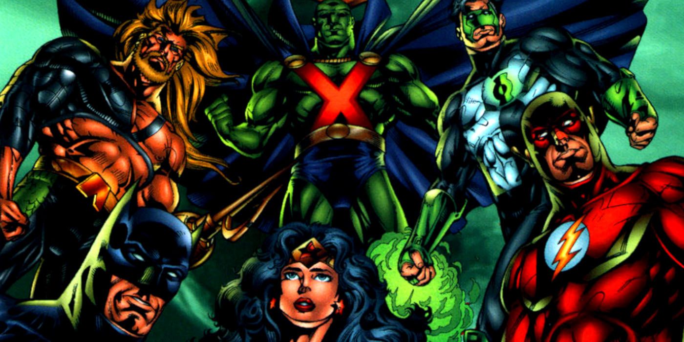 Team shot of the Justice League from JLA #1