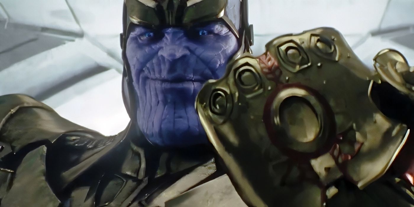 Thanos wielding the Infinity Gauntlet in the MCU.