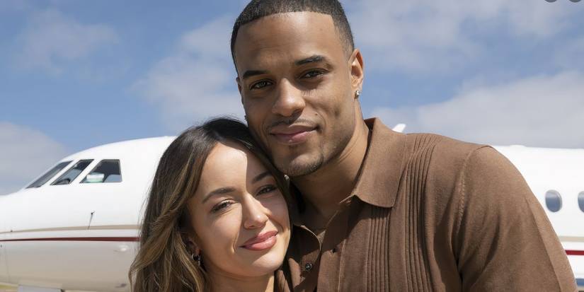 The Bachelor Grant Ellis With Carolina Sofia In Front Of Plane