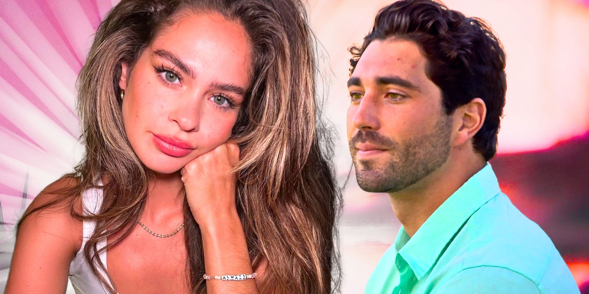 Kelsey Anderson, do Bachelor, descansa a cabeça na mão e Joey Graziadei parece sério.