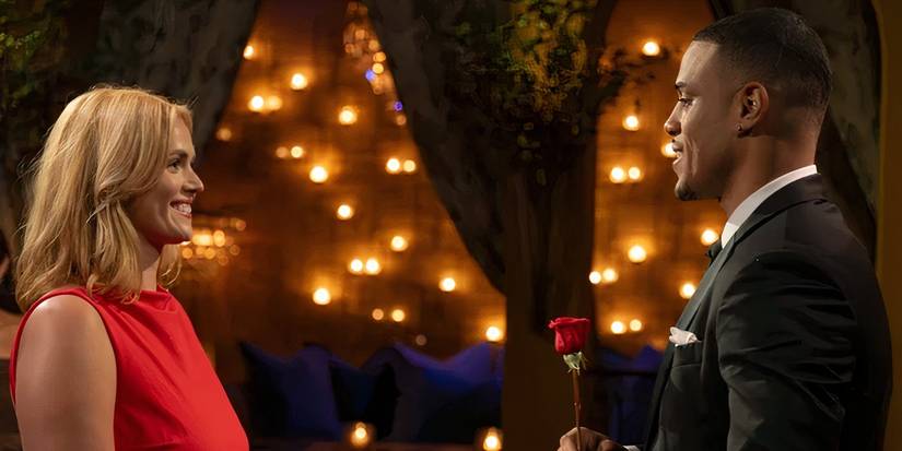 The Bachelor Season 29 Contestant Chloie Costello Receiving A Rose From Grant Ellis On Premiere Night