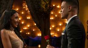 The Bachelor Season 29 Contestant Litia Garr Receiving A Rose From Grant Ellis On Premiere Night