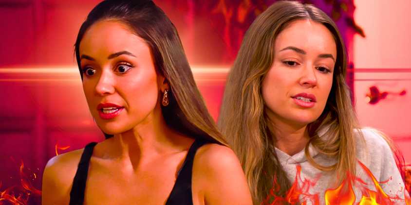 The Bachelor Season 29’s Carolina Sofia looks stunned and serious in a montage image.
