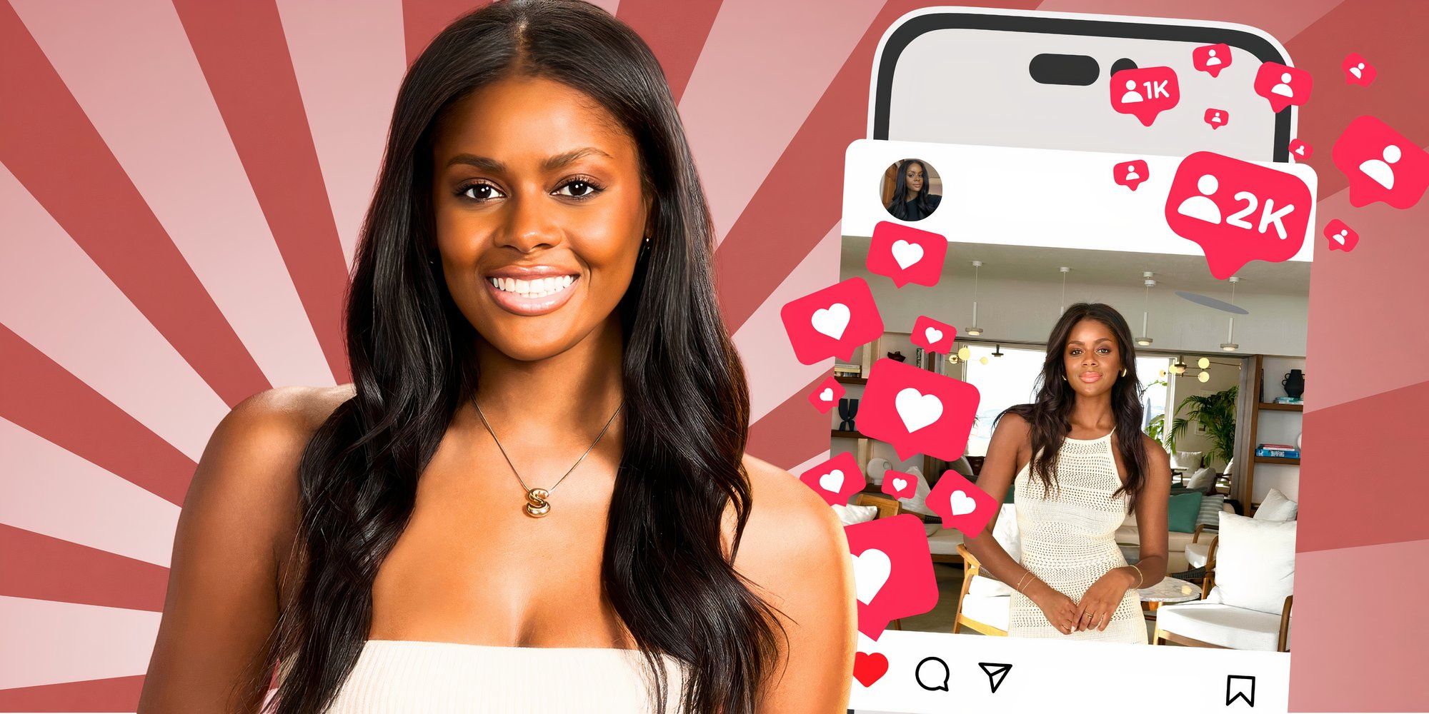 The Bachelor Season 29&rsquo;s Sarafiena Watkins with a phone behind her