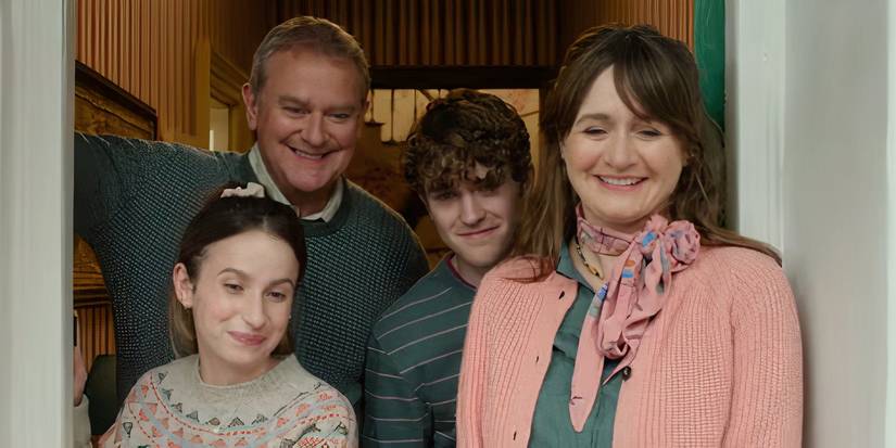The Brown family at the door in Paddington in Peru