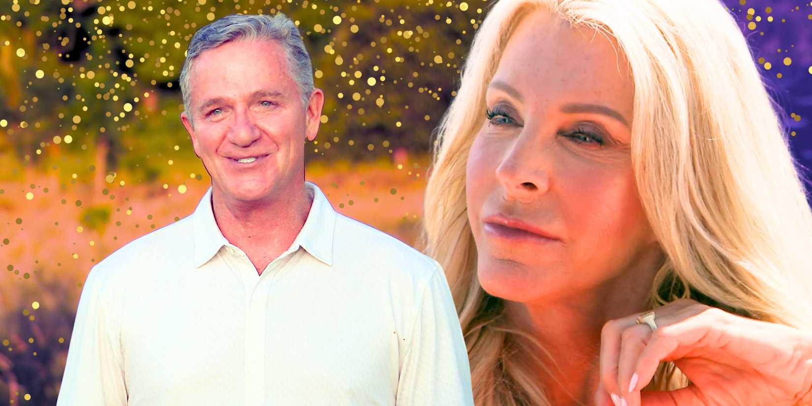 The Golden Bachelorette Joan Vassos & Chock Chapple in side by side images at different closenesses