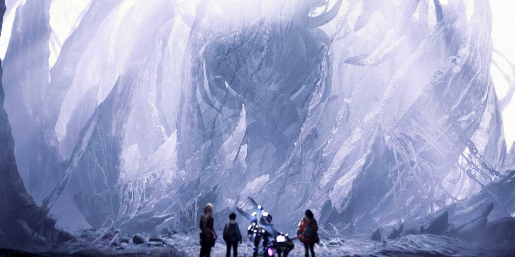The hunters encounter Zoh Shia in Monster Hunter Wilds.