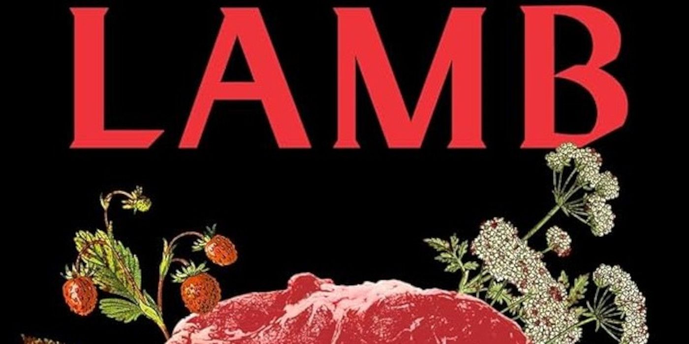 The Lamb cover featuring a piece of meat and the red тιтle against a black background