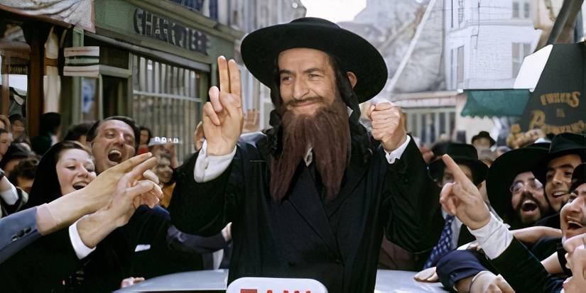 A still from the 1973 French comedy movie The Mad Adventures of Rabbi Jacob