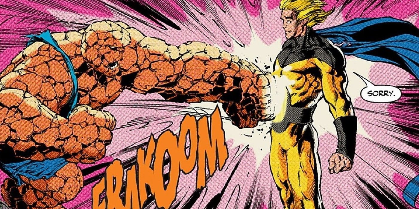 the thing punches the sentry
