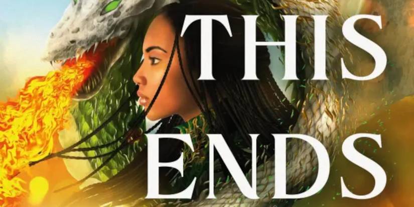 This Ends In Embers featuring the side profile of a girl and a white dragon breathing fire